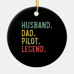 Mens Vintag Shirt Husband Vater Pilot Legende Retr Keramik Ornament
