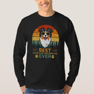 Mens Vintag Sunset Best Australian Shepherd Vater  T-Shirt