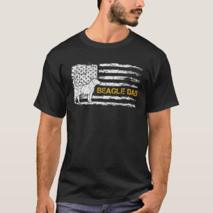 Mens Vintag USA American Flag Beagle Dog Vater Sil T-Shirt