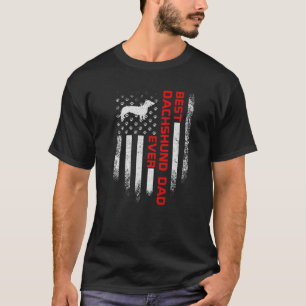 Mens Vintag USA Flag Beste Dackel Hund T-Shirt