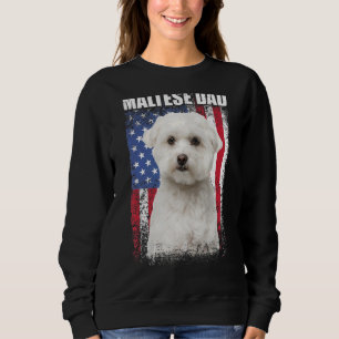 Mens Vintage amerikanische Flagge Malteser Vater H Sweatshirt