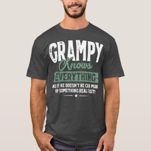 Mens Vintage Grampy Knows Everything 60th Gift For T-Shirt