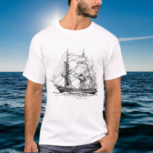 Mens Vintage Segelbootspass Nautischer T - Shirt