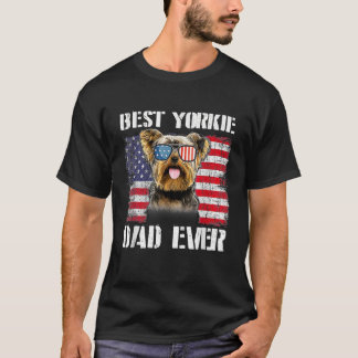 Mens Vintager bester Yorkie-Vater je Flag uns für T-Shirt