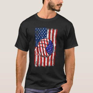 Mens Volleyball USA Flag Patriotische Sport T-Shirt