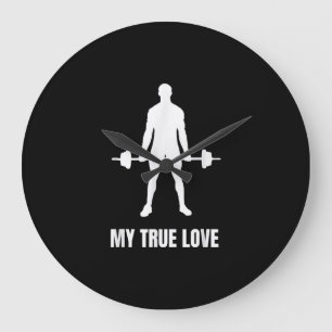 Mens Weightlifter Barbell Training Outfit Große Wanduhr