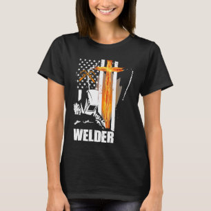 Mens Welder American Flag USA Patriotic Welder Gif T-Shirt