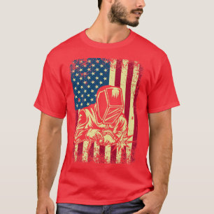 Mens Welder Distressed USA - Schweißen der amerika T-Shirt