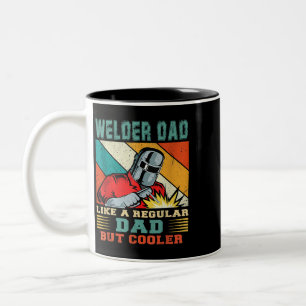 Mens Welder Vater wie ein regelmäßiger Vater, aber Zweifarbige Tasse