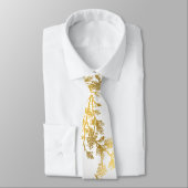 Men's White Gold Leaf Stems Anzug Necktie Krawatte (Gebunden)
