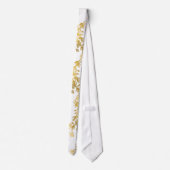 Men's White Gold Leaf Stems Anzug Necktie Krawatte (Rückseite)