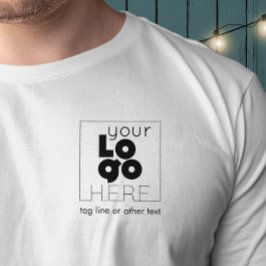 Mens White WIth Custom Black Business Logo T - Shi T-Shirt