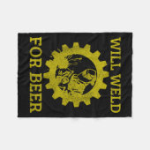 Mens Will Weld For Beer Funny Welder Welding Gift Fleecedecke (Vorderseite (Horizontal))