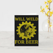 Mens Will Weld For Beer Funny Welder Welding Gift  Karte (Gelbe Blume)