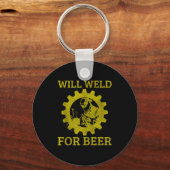 Mens Will Weld For Beer Funny Welder Welding Gift  Schlüsselanhänger (Vorderseite)