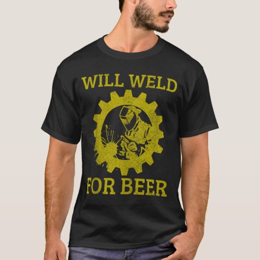 Mens Will Weld For Beer Funny Welder Welding Gift  T-Shirt (Vorderseite)