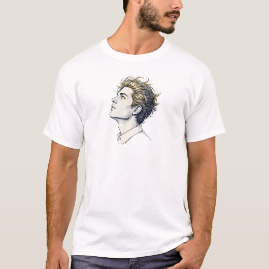 mens with long trim hair T-Shirt (Vorderseite)