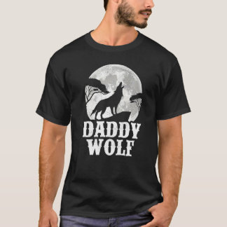 Mens Wolves heulend auf dem Mond Daddy Wolf Vater T-Shirt