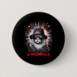 Mens Women Ameowica Funny Patriotic Katze Meowica  Button