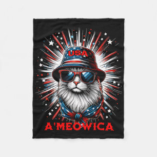 Mens Women Ameowica Funny Patriotic Katze Meowica  Fleecedecke