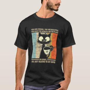 Mens Womens Black Cat Kaffee Vintag Halloween T-Shirt