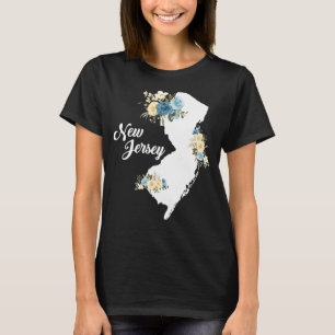 Mens Womens Kids New Jersey Zuhause Staat Map Blum T-Shirt