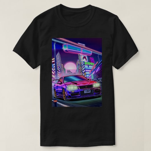 Mens Womens Nissan Skyline Gt-R34 Vaporwave T-Shirt (Design vorne)