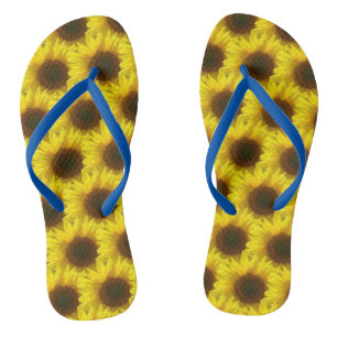 Mens Womens Unisex Sunflower Flip Flops Badesandalen