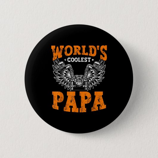 Mens World's Coolest Papa Dad In The World Father' Button (Vorderseite)
