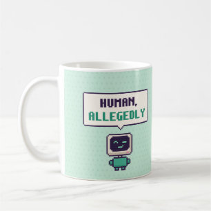 Mensch, angeblich lustige KI-Pixel-Tasse Kaffeetasse