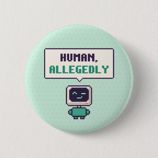 Mensch, angeblich lustiger AI-Pixel-Button Button (Vorderseite)