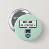 Mensch, angeblich lustiger AI-Pixel-Button Button (Vorne & Hinten)