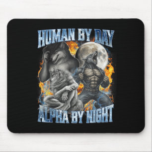 Mensch bei Tag Alpha bei Nacht Cool Lustiger Alpha Mousepad