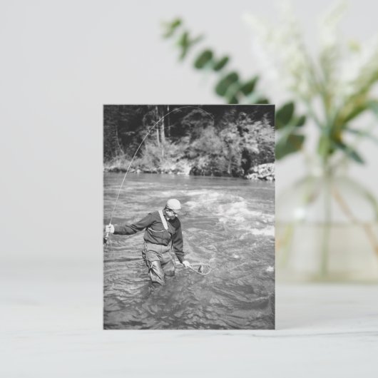 Mensch Fischen Postkarte (Stehend Vorderseite)