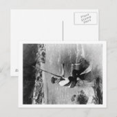 Mensch Fischen und Landung Zwei Fische auf einmal  Postkarte (Vorne/Hinten)