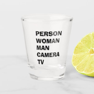 Mensch Frau Mann Kamera TV Funny Trump Schnapsglas