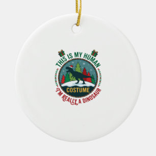 Mensch Kostüm Dinosaurier Weihnachten Santa Hut Ki Keramik Ornament