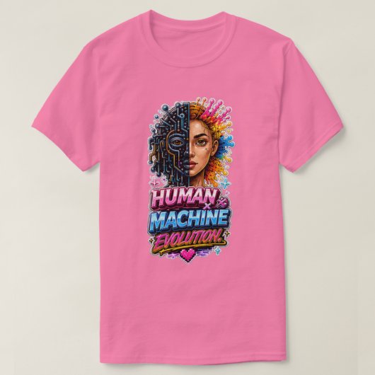 Mensch-Maschine-Evolution – KI-Kunst T-Shirt (Design vorne)