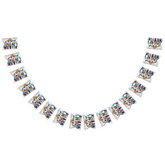 Mensch-Mingling-unter-einem-Kronleuchter-des-bunte Wimpelkette (Alle)