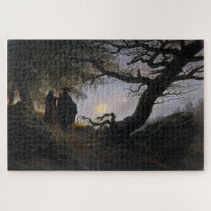 Mensch und Frau beglückwünschen den Mond - Caspar Puzzle