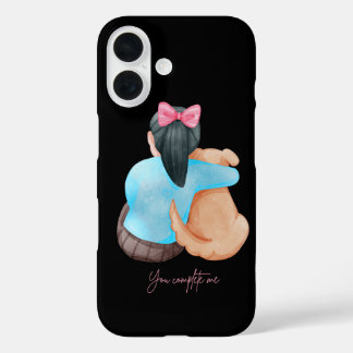 Mensch und Hund Rückansicht – Minimalistisches iPh iPhone 16 Hülle