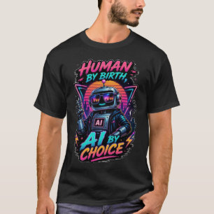 Mensch von Geburt an, KI aus Wahl, lustiges neonro T-Shirt