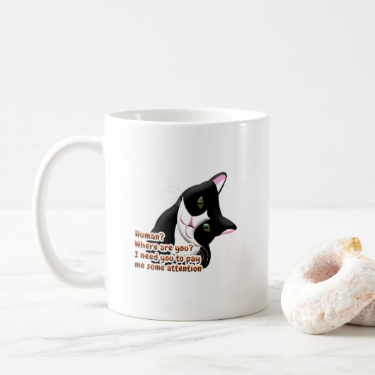 Mensch? Wo bist du? Katze Kaffeetasse (Mit Donut)