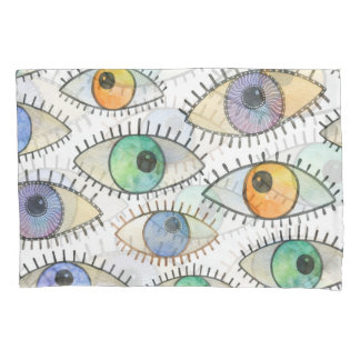 Menschen Augen: Aquarellfarbener offener Blick Kissenbezug
