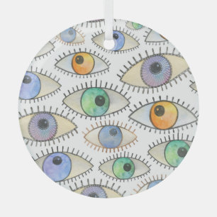 Menschen Augen: Aquarellfarbener offener Blick Ornament Aus Glas