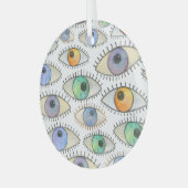 Menschen Augen: Aquarellfarbener offener Blick Ornament Aus Glas (Vorderseite links)