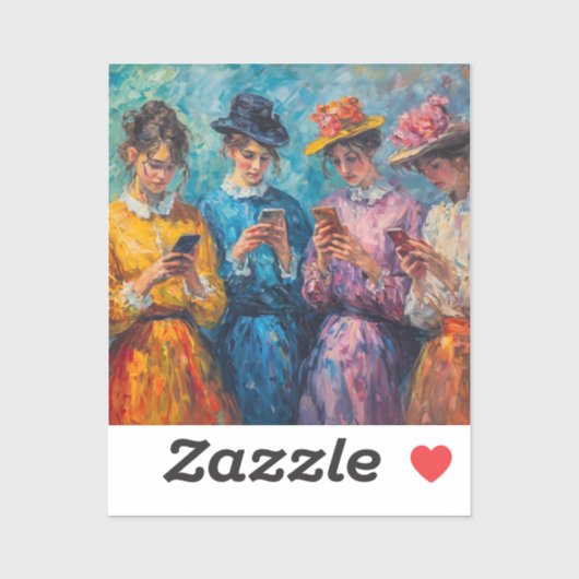 Menschen des 19. Jahrhunderts mit Smartphones Aufkleber (Blatt)