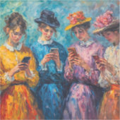 Menschen des 19. Jahrhunderts mit Smartphones Aufkleber (Vorderseite)