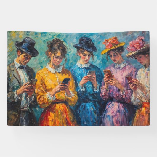 Menschen des 19. Jahrhunderts mit Smartphones Banner (Horizontal)