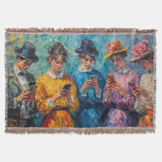 Menschen des 19. Jahrhunderts mit Smartphones Decke (Vorderseite)